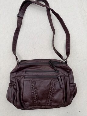 Dark Brown Braided Front Crossbody Bag - Women's Adjustable Shoulder Bag